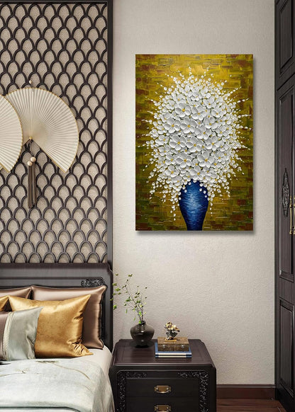 V-inspire Art,24x36 Inch Plump Floral Canvas Hand drawn Framed Blossom Tree Oil Painting on Canvas Gallery Wrapped Flower Paintings Living Room Traditional Ornament