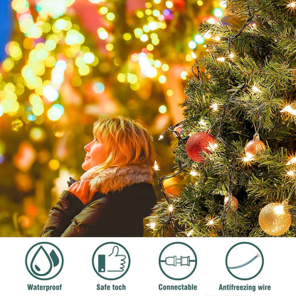 Hopolon Clear Christmas Lights Set 2PACK 50Count 13Feet Incandescent Bulb Mini String Lights for Indoor Christmas Tree Garland Birthday Wedding Festival Decor, Warm White
