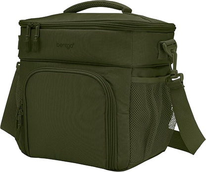 Bentgo Prep Deluxe Insulated Multimeal Bag - Lunch Box Bag, Holds 5 Meals, Premium Insulation up to 8 Hrs, Durable, Water-Resistant - Large Capacity For Adult Meal Prep (Olive Green)