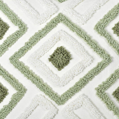 Boho Pillow Covers 18X18 Inch Boho Tufted Throw Pillow Covers Decorative Tassels Cushion Cover Farmhouse Pillow Case for Couch Sofa Bed Living Room Bedroom, Green