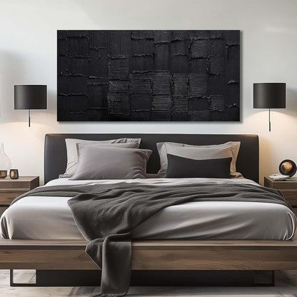 Large Abstract Pictures Wall Decor for Living Room Black Hand-Painted Oil Painting for Dining Room Minimalist Art Wall Decor for Office Size 29 x 58 Inch
