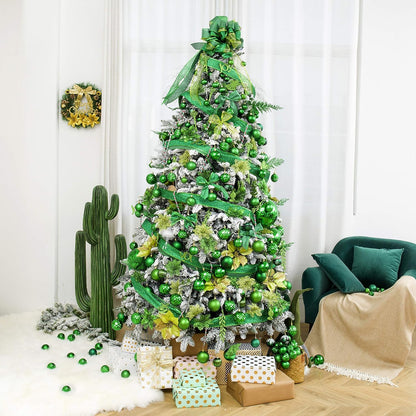 Christmas Ball Ornaments for Christmas Decorations - 41 Pieces Xmas Tree Green Shatterproof Ball Ornaments with Hanging Loop for Holiday and Seasonal Decoration