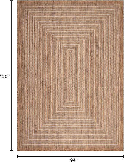 Adiva Rugs Outdoor Indoor Area Rug, Weather Resistant, Easy to Clean, Stain Resistant Floor Mat for Dining Room, Backyard, Deck, Patio (Wooden, 8' x 10')