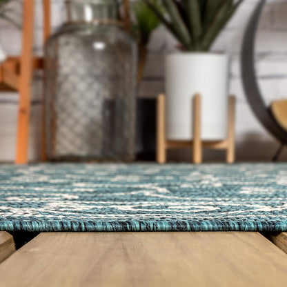JONATHAN Y Vintage Filigree Indoor Outdoor Octagon Area Rug 5 Ft Teal/Gray, Charleston Textured Weave for Backyard, Patio, Porch, Easy-Cleaning, High Traffic, Pet-Friendly, Non-Shedding SMB106F-5TGN