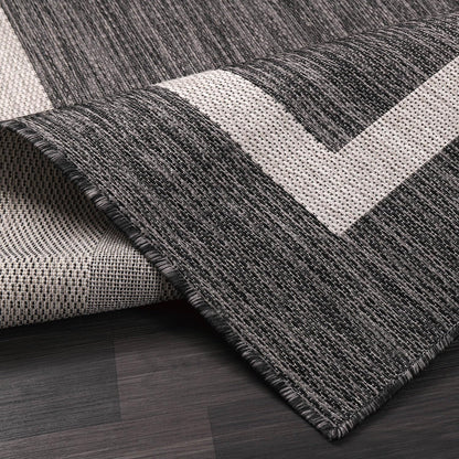 Bordered Outdoor Rug 6x9 Washable Outside Carpet for Indoor Patio Porch Waterproof Easy Cleaning Non Shedding Area Rugs Gray 6 x 9