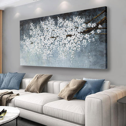 Belmrxne Flower Wall Decor White and Black Wall Art Home Decor Aesthetic Unique Canvas Painting for Living Room Bedroom Dining Room Office Home Decor 24x48 inch