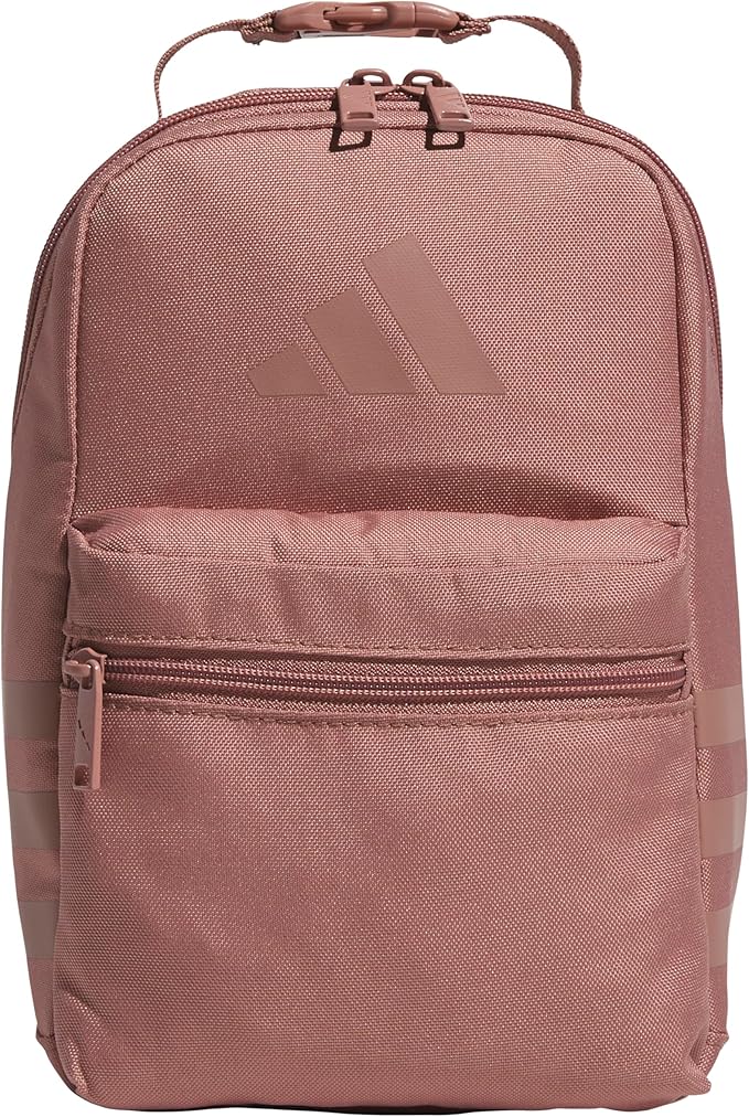 adidas Santiago Lunch Bag Cooler for Women and Men, Insulated Food Container Box with Mesh Pocket, Warm Clay Pink/Grey Four/3.0, One Size
