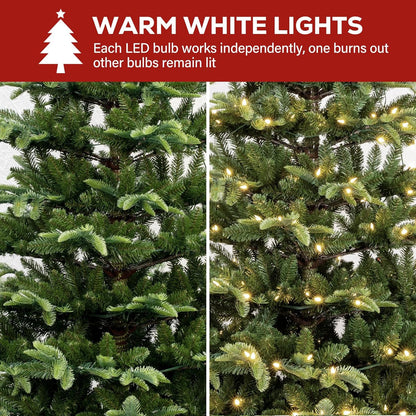 Hykolity 6 ft Artificial Christmas Tree with 797 PE &PVC Branch Tips, 330 Warm White LED Lights, Metal Stand and Hinged Branches