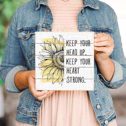 Simply Said, INC Perfect Pallets Petites - Keep Your Head Up. Keep Your Heart Strong - 8 x 8 in Distressed Rustic Wood Sign PET20188