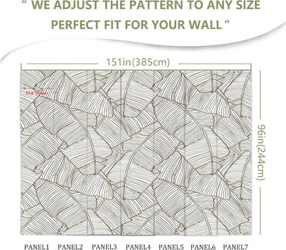 Gray Banana Leaf Wall Mural Wallpaper for Bedroom Living Room Office(Not Peel and Stick)