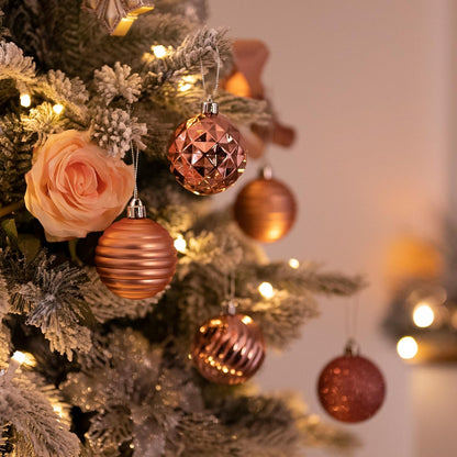 Valery Madelyn Christmas Ornaments Tree Decorations Set for Fall Halloween, 24ct Rose Gold Shatterproof Ball Ornaments, 2.36" Hanging Ornament Bulk for Xmas Holiday Party Decor