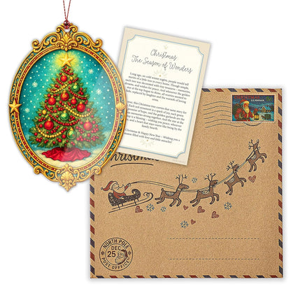 Christmas Tree Ornament – Holiday Decor | Classic Ornament + Family Keepsake – Christmas Ornament 2025 – Suncatcher Effect Stained Glass Window Hanging – Car Hanging Decoration