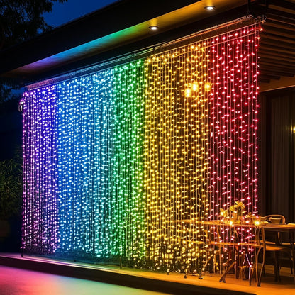 Dazzle Bright 300 LED Curtain String Lights, RGB Color Changing Christmas Fairy Lights for Bedroom with Remote & APP Control, Waterproof Smart Window Lights Party Wedding Garden Wall Decor