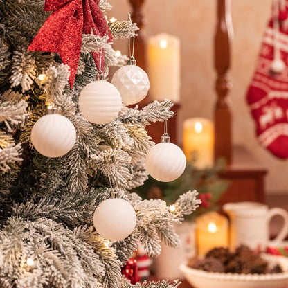 Valery Madelyn Christmas Ornaments Tree Decorations Set for Fall Halloween, 24ct White Shatterproof Ball Ornaments, 2.36" Hanging Ornament Bulk for Xmas Holiday Party Decor