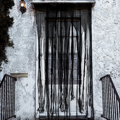 Sfcddtlg 4 Pcs Halloween Black Doorway Curtain- 65 x 39 Inch Creepy Door Curtain Decorations- Scary Spooky Cloth for Halloween Party Haunted House Decoration