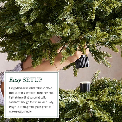 Balsam Hill 9ft Pre-Lit Stratford Spruce - Slim Artificial Christmas Tree with 1,000 Clear Incandescent Lights, True Needle Foliage, Easy Plug Technology & Premium Stand for Small Spaces