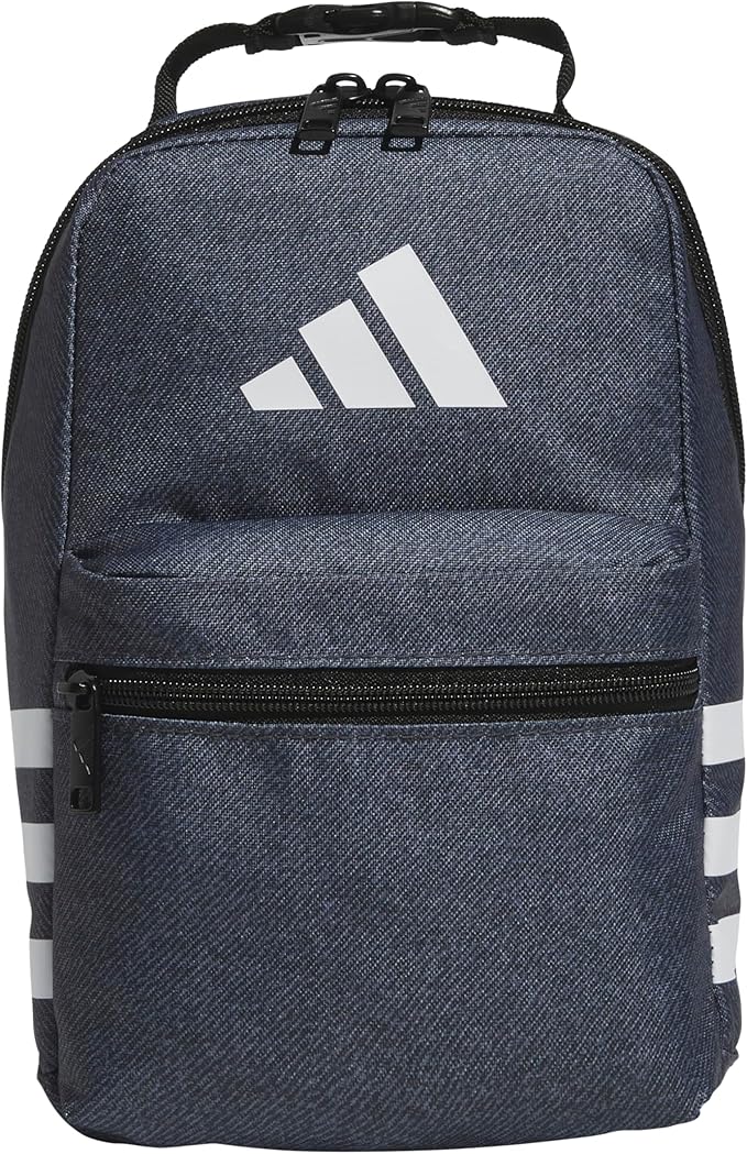 adidas Santiago Lunch Bag Cooler for Women and Men, Insulated Food Container Box with Mesh Pocket, Twill Onix Grey/Black, One Size