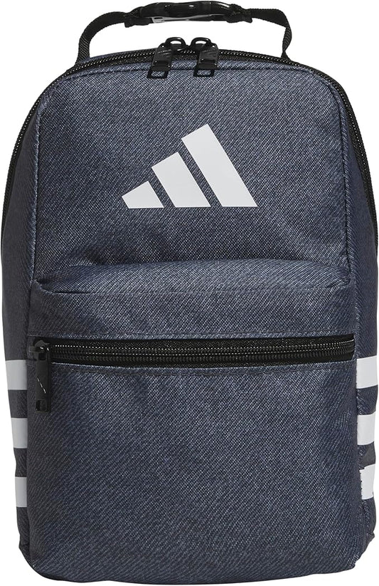 adidas Santiago Lunch Bag Cooler for Women and Men, Insulated Food Container Box with Mesh Pocket, Twill Onix Grey/Black, One Size