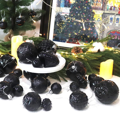 Christmas Ornaments Set with 36pcs Shatterproof Christmas Tree Decorations Multi-Size Christmas Ball Ornaments with 7 Styles Black
