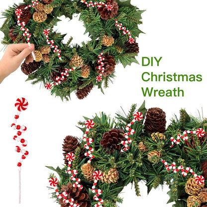 Sggvecsy 36 Pcs Christmas Curly Pick Red White Christmas Picks Christmas Tree Pick Candy Cane Christmas Decorations Christmas Tree Candy Shape Ornaments for Home Vase Wreath DIY Craft Xmas Tree Topper