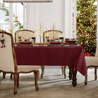 sancua Rectangle Tablecloth - 70 x 70 Inch - Stain and Wrinkle Resistant Washable Polyester Table Cloth, Decorative Fabric Table Cover for Dining Tables, Buffet Parties and Camping, Burgundy