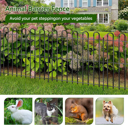 15 Panels Decorative Garden Fence, 32ft X 32in Rustproof Metal Animal Barrier Fence, No Dig Fence Garden Fence, Arched Flower Bed Edging Ornamental Wire Border Fencing for Outdoor Yard, Patio Decor