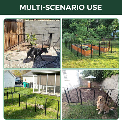 FXW Garden Fence Outdoor for The Yard – 50in(H) x 15.0ft(L) Heavy Duty Metal Animal Barrier for Dog and Rabbit, Decorative Dog Fence, 6 Panels, Black