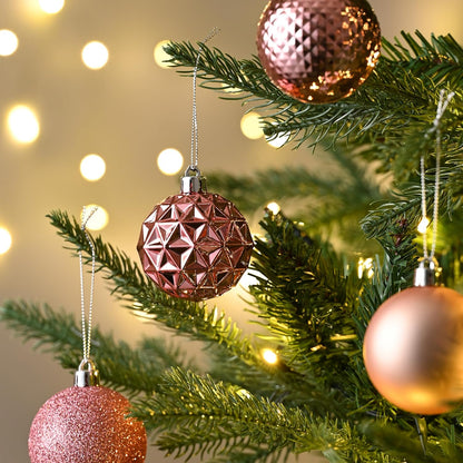 Valery Madelyn Christmas Tree Decorations Ornament Set for Fall Halloween, 50ct 2.36 Inches Pink Shatterproof Christmas Ball Ornaments Hanging Xmas Holiday Party Decor