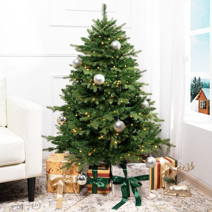 Cynthia 4.5ft Prelit Aritificial Christmas Tree with 1117 Branch Tips, 300 Warm Lights and Metal Stand, 40" Wide Realistic Rustic Christmas Tree with Lights by Naomi Home