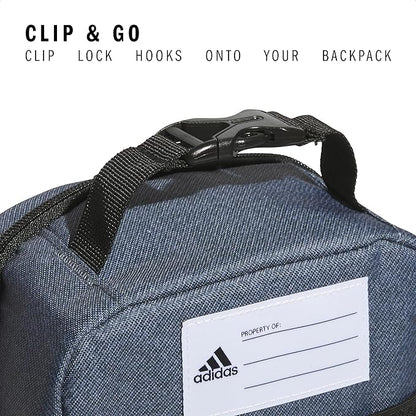 adidas Santiago Lunch Bag Cooler for Women and Men, Insulated Food Container Box with Mesh Pocket, Twill Onix Grey/Black/3.0, One Size