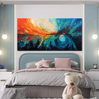 Canvas Wall Art Decor Large Wall Art Pictures For Living Room Blue Green Wall Art Decor Canvas Abstract Art Work Colorful Abstract Wall Art Decor Prints For Bedroom Office Kitchen Wall Decor 29" x 58"