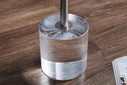 Clear Acrylic End Table,Side Table,Brushed Silver Metal,Round,for Office, Living Room and Bedroom,Easy Assembly,12x12 inch，21.3 inch high