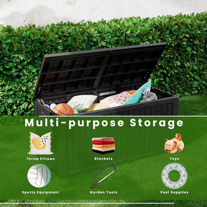 180 Gallon Double-Wall Resin Deck Box - Lockable Waterproof Outdoor Storage Box, 1000lbs Capacity & Doubles as Seating for Patio Furniture, Garden Tools, Pool Accessoriess (Black)