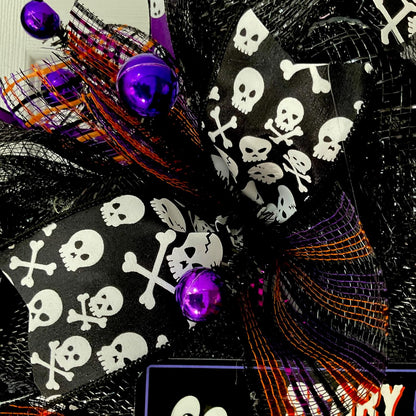 Scary Creepy Skeletons Halloween Wreath Available in 24 inch and 28 inch diameters