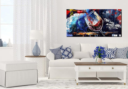 JKWALL77 Graffiti Wall-Art - Red Wine Decor For Kitchen - Canvas Art Wall Decor For Living Room Ready To Hang Size 40" x 20"
