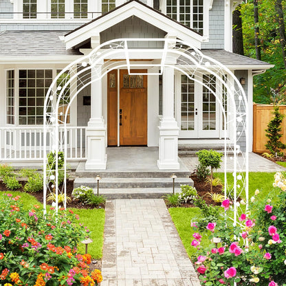 Metal Garden Arch 98.4" H Garden Arbor Trellis for Outdoor Climbing Plants Support Rose Lawn Tall Large Wedding Archway (Cream White, XL)