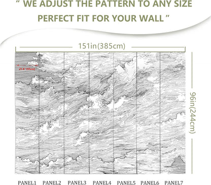 Black and White Cloud Wallpaper Wall Mural for Bedroom Living Room(Not Peel n' Stick)