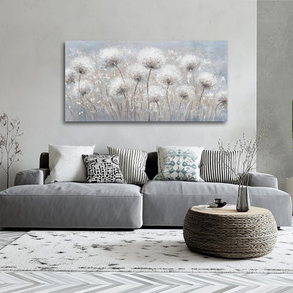 Belmrxne Floral Canvas Wall Art White Wall Decor Aesthetic Artwork Dandelion Canvas Painting for Living Room Bedroom Dining Room Office Home Decor 20x40 inch