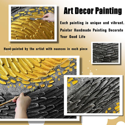 Black and Gold Abstract Painting Wall Decor for Living Room Modern Hand Painted Wall Art for Office Extra Large Wall Art Bedroom Size 36 x 72 Inch