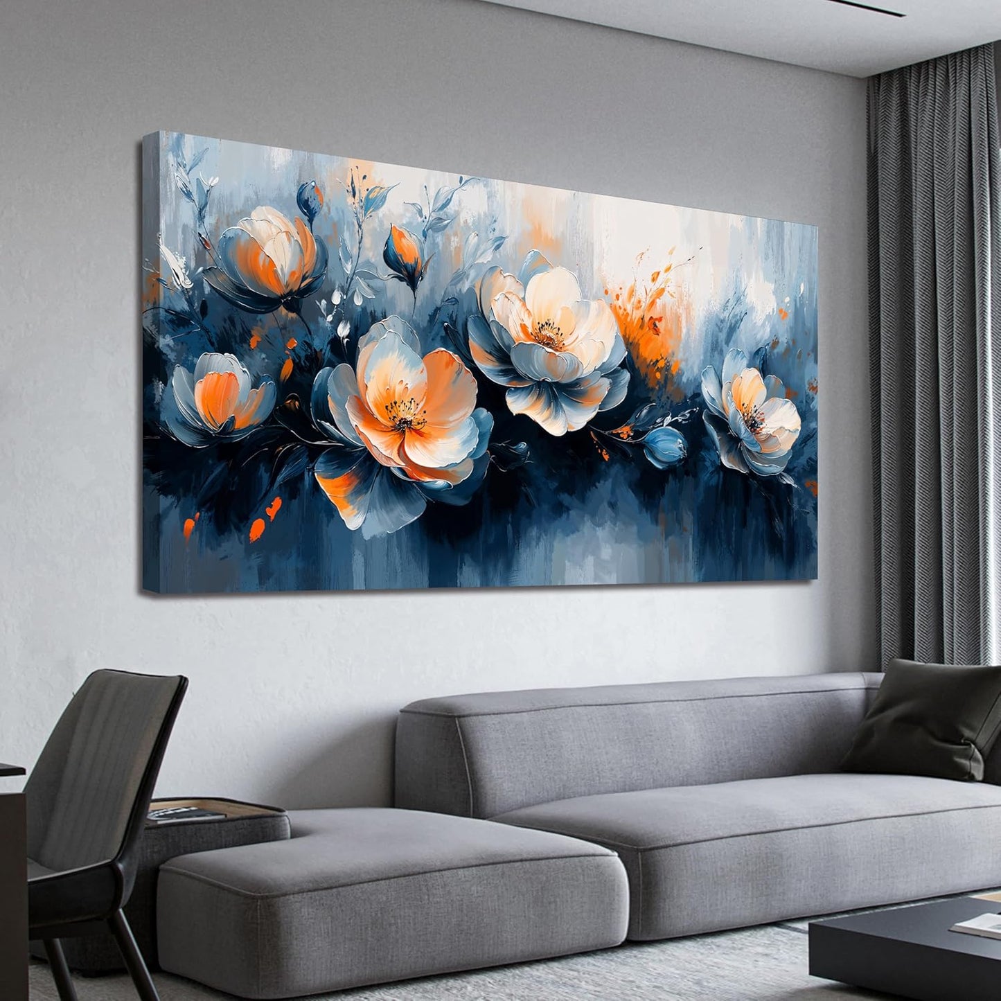 Canvas Wall Art Decor Wall Art Pictures for Living Room Artwork for Walls Large White Flowers Wall Art Prints Canvas Art Wall Decor Oversized Vintage Botanical Wall Art Bedroom Home Decor 29" X 58"