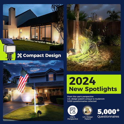 Solar Spot Lights Outdoor Waterproof for Flag, Tree, House, Garden, Yard, Landscape Spotlights for Accent Uplighting Decorations-6 Pack, Natural Light