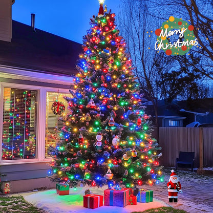 JMEXSUSS 2 Pack Solar String Light 100LED 32.8ft 8 Modes Solar Christmas Lights Waterproof for Gardens, Wedding, Party, Homes, Christmas Tree, Curtains, Outdoors (Multicolor)