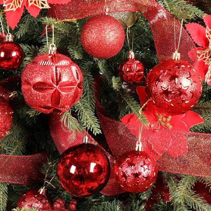 87ct Christmas Ball Ornaments Set Shatterproof Seasonal Hanging Decorations with Reusable Hand-held Gift Package for Xmas Tree Holiday Party and Home Decor, Red