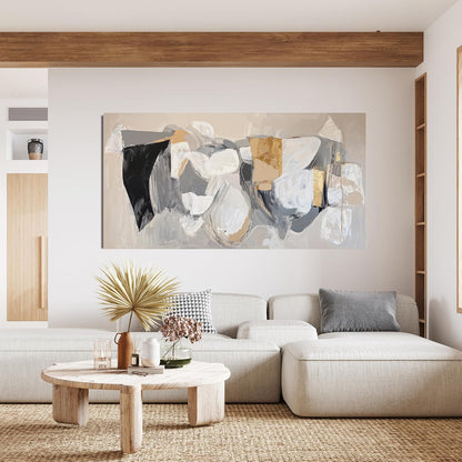 Abstract Canvas Wall Art Decor Black Large Wall Art Decor for Living Room Gray Gold Modern Abstract Graffiti Art Wall Canvas Art Poster Print Wall Pictures for Bedroom Office Decor 24" X 48"