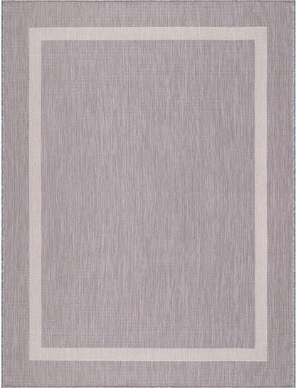 Bordered Outdoor Rug 5x7 Washable Outside Carpet for Indoor Patio Porch Waterproof Easy Cleaning Non Shedding Area Rugs Gray 5 x 7