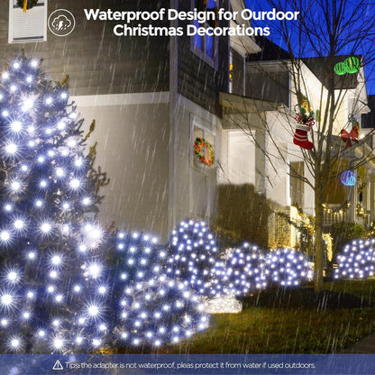 WBao Outdoor Christmas Lights, 360LED 11.5ft x 6.9ft Net Lights with 8 Modes, Timer, UL Certified, End to End Connectable, Waterproof for Lawn, Bushes, Trees Outdoor Christmas Decorations, Cool White