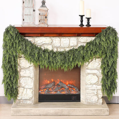 Real Touch Cedar Garland - Artificial Christmas Garlands Faux Green Cedar Fake Pine Needles Garland for Fireplace,Table, Stairs, Mantle, Window,Indoor Outdoor,Home,Holiday Decor(1 PCS,16 FT)