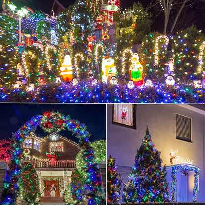 WATERGLIDE 50 LED Outdoor Christmas Lights, 16 FT Battery Operated Mini String Lights with 8 Modes & Timer, Xmas Tree Lights Waterproof for Patio Garden Party Wedding Holiday Decor, Multicolor