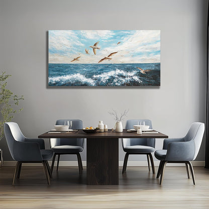 Belmrxne Giant Ocean Art Blue and White Wall Art Funky Artwork Modern Gallery Canvas Painting for Living Room Bedroom Dining Room Office Home Decor 30x60 inch