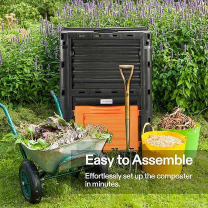 VIVOSUN Compost Bin 80Gallon (300L), Outdoor Composter W/Large Capacity & Easy Assembling, Compost Barrel for Fast Creation of Fertile Soil (Pack of 2)